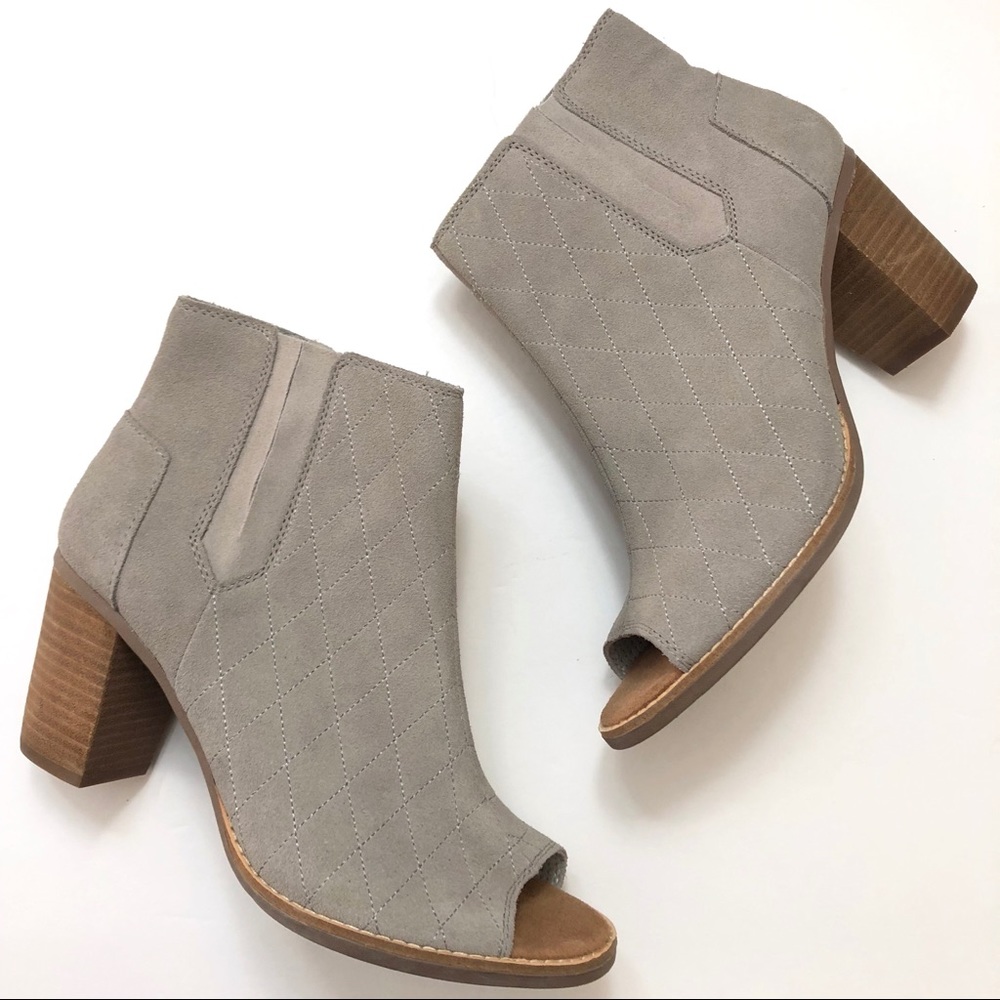 Tom’s Majorca Suede Open Peep Toe Quilt Booties